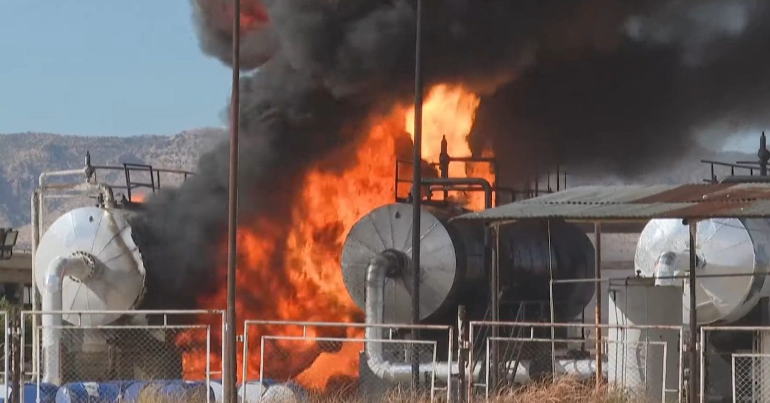 Fuel depot on fire in Rojava after Turkey bombs the region