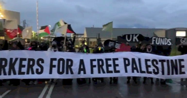 Trade union members shut down an arms factory in Kent that supplies Israel