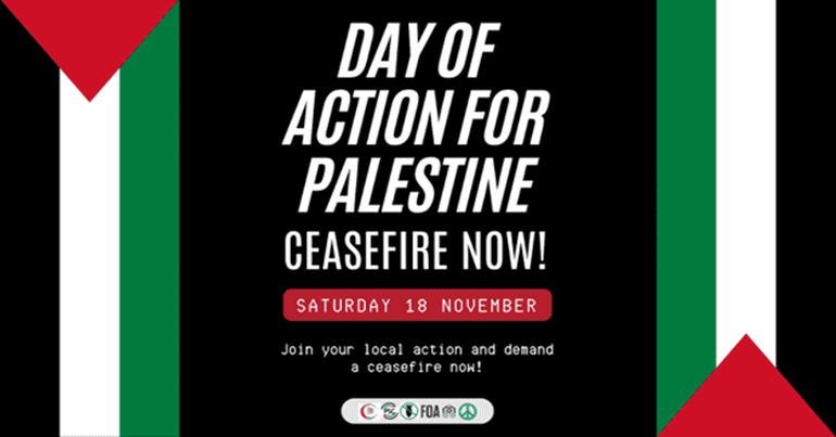 Palestine action 18 Nov ceasefire