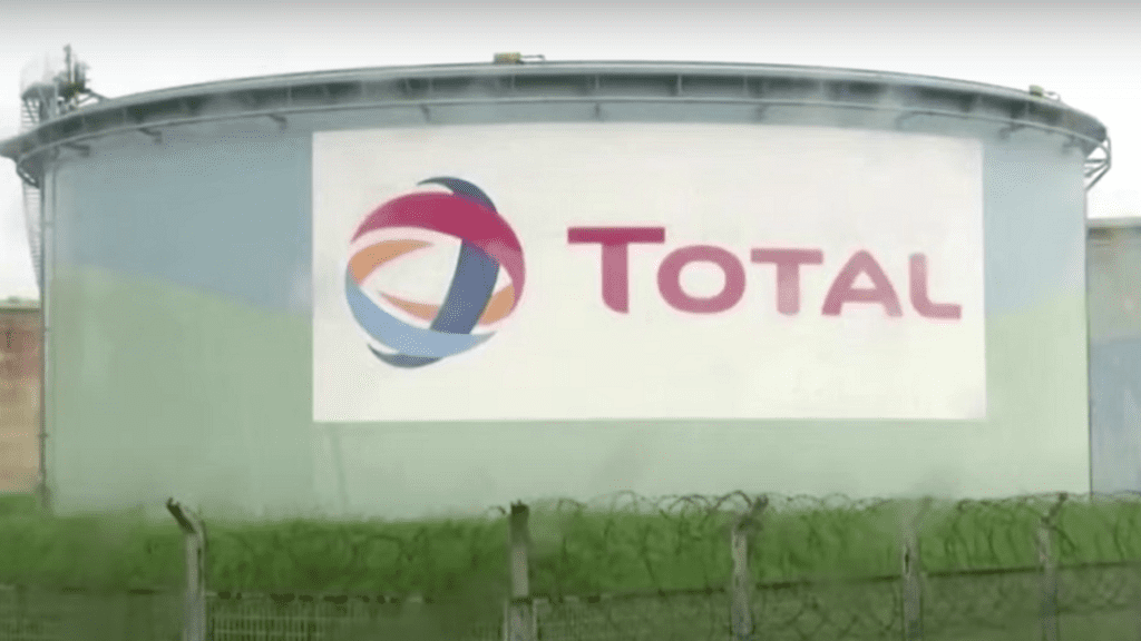 TotalEnergies logo on the side of a building.