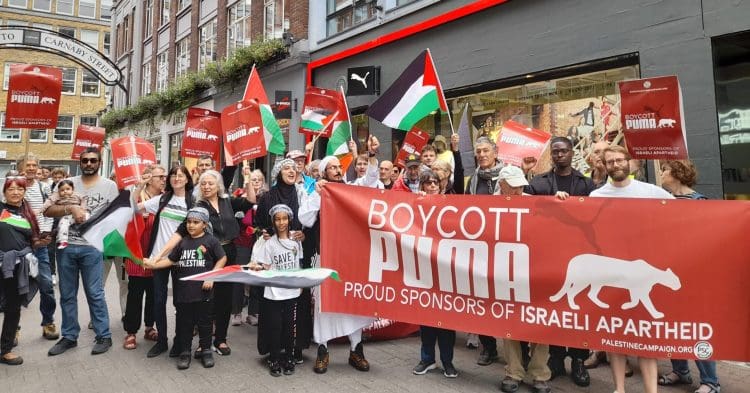 A boycott Puma demo PSC Palestine Cardiff
