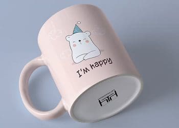A custom mug which says I'm happy