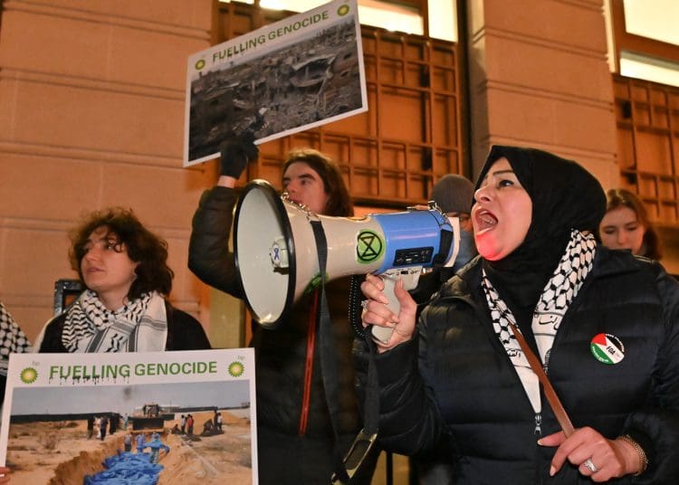 Fossil Free London BP protest Palestine Gaza Israel