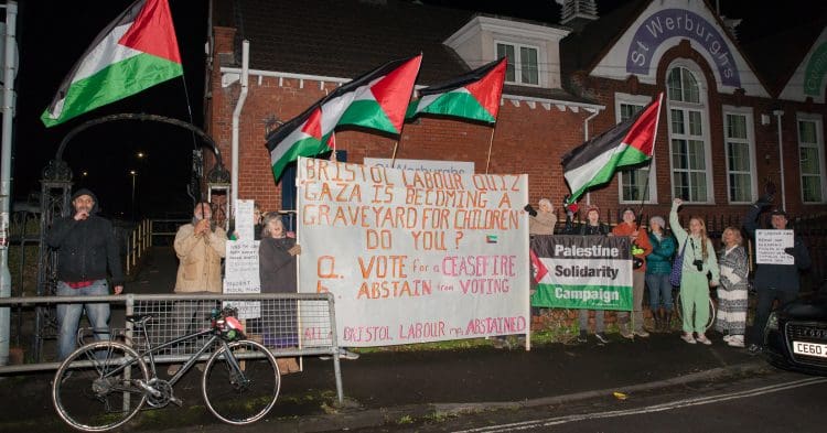 Protest outside a Labour event in Bristol over Palestine