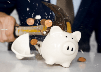 A smashed piggy bank savings