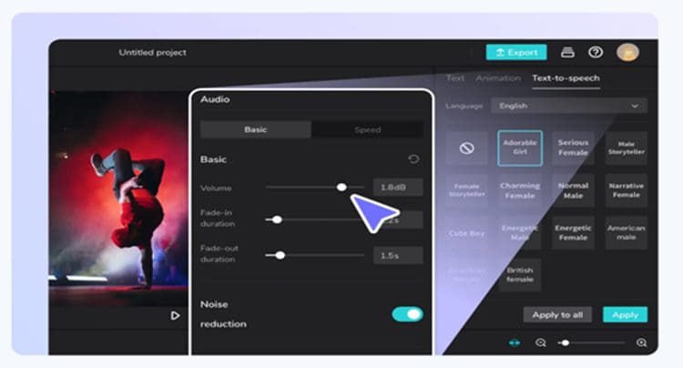 CapCut screenshot for text to speech social media