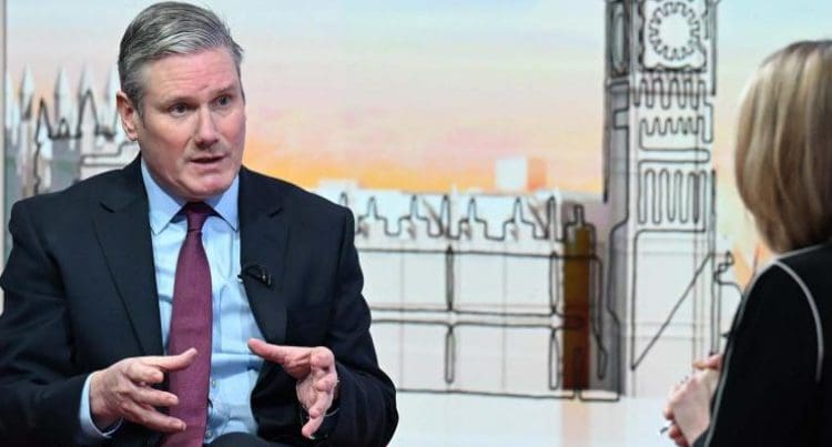 Keir Starmer being interviewed by Laura Kuenssberg