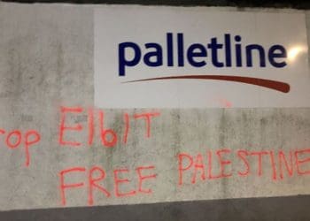 Palestine Action protest drop Elbit free Palestine
