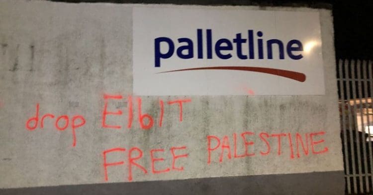 Palestine Action protest drop Elbit free Palestine