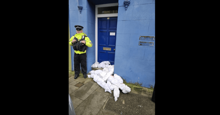 Pro Palestine protesters laid mock dead bodies outside Tory MP Crabb office