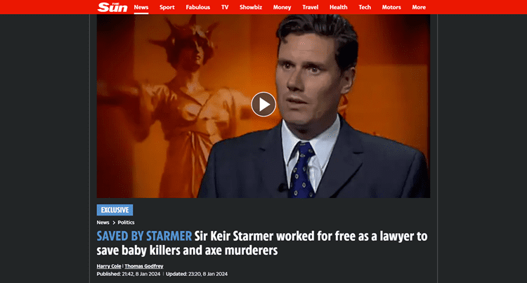The Sun Starmer headline