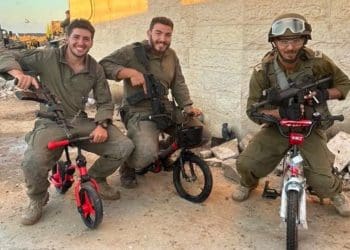 IDF soldiers on childrens bikes