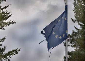 Torn EU flag EU elections