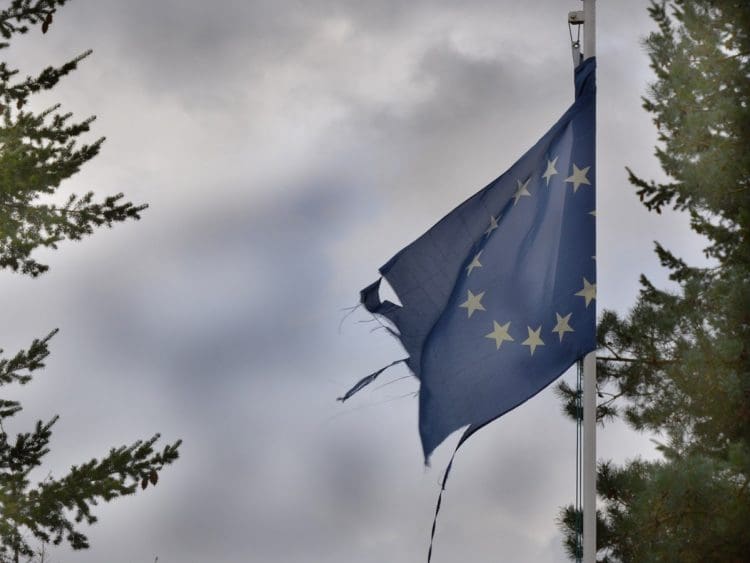Torn EU flag EU elections