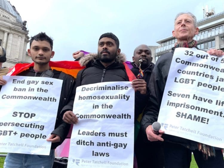 A protest over the Commonwealth anniversary and LGBTQ+ people