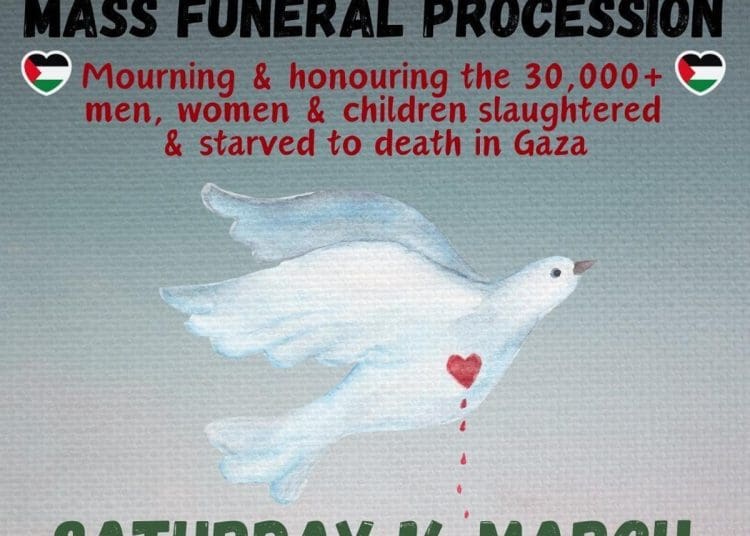 Bristol mass funeral procession Palestine