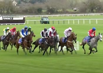 Cheltenham Festival horses racing with jockeys