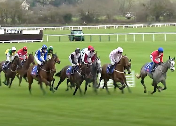 Cheltenham Festival horses racing with jockeys