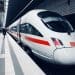 Deutsche Bahn train on a platform workers