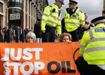Just Stop Oil protest with police