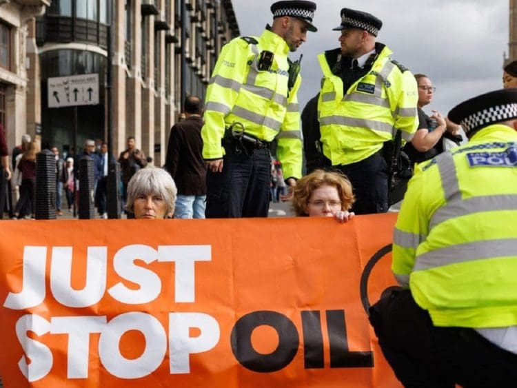 Just Stop Oil protest with police