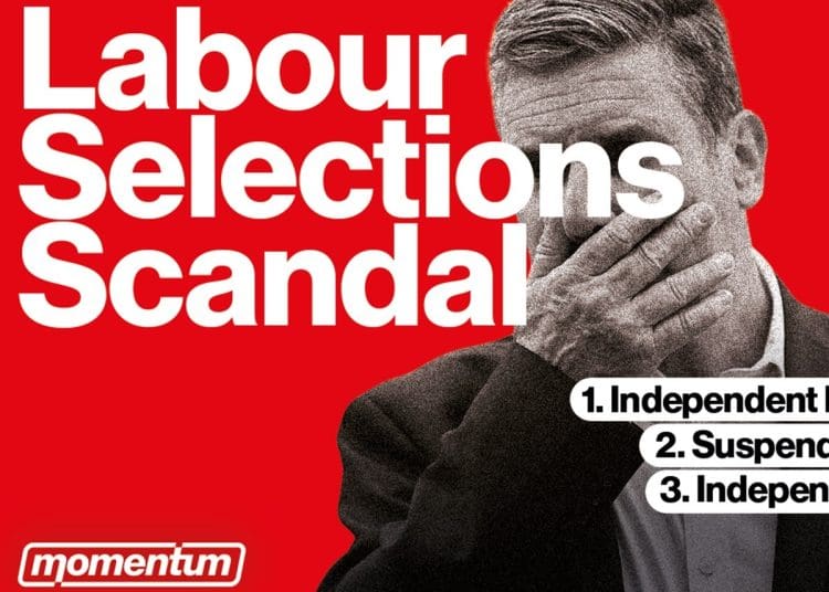 Labour selections scandal Starmer with his hand over his mouth