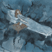 Illustration of a very sick person living with ME in bed, with medication and an IV, falling into the cracks of the healthcare system. NDIS, Australian government and the Queensland government logo are imprinted behind, alongside NDIS forms. ME/CFS Australia Long Covid