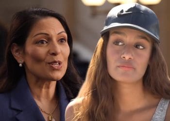Priti Patel looking at Shamima Begum