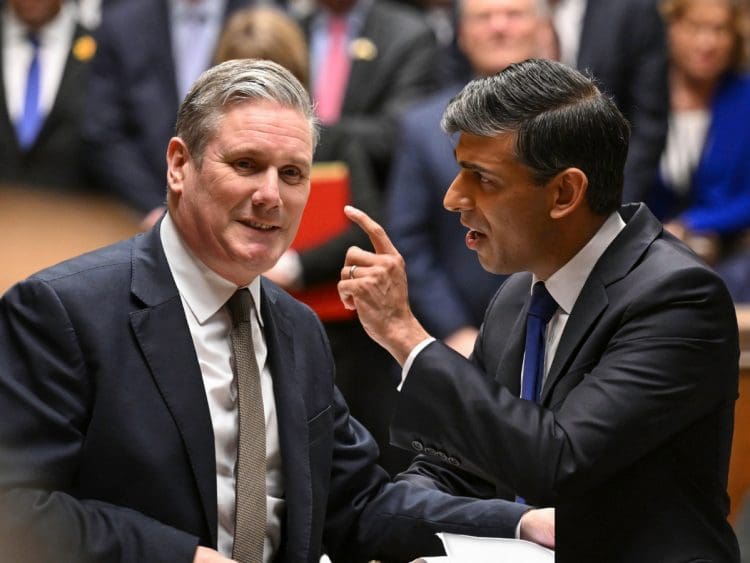 Keir Starmer and Rishi Sunak in parliament general election food