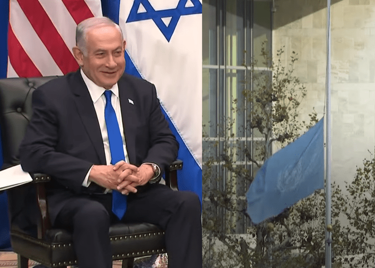 netanyahu un half mast UNRWA Israel