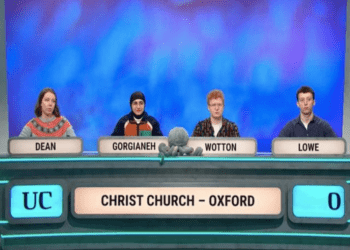 A screengrab of University Challenge team Baroness Foster octopus