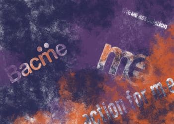 Image in blue, purple, and orange of the ME Association, Action for ME, and BACME logos all blurring together.