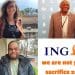Three community defenders planning to attend ING's AGM. Text with ING's logo reads "We are not your sacrifice zone".