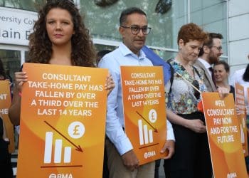 NHS consultants on a picket line