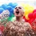 Thailand same-sex marriage street party with balloons and people in costume LGBTQ+