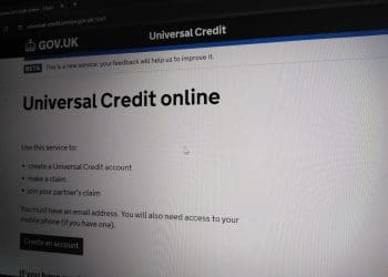 Universal Credit login screen DWP
