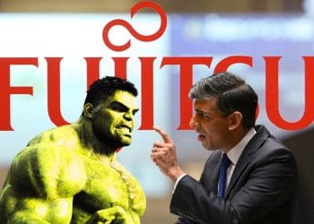 Fujitsu logo the Hulk and Rishi Sunak nuclear