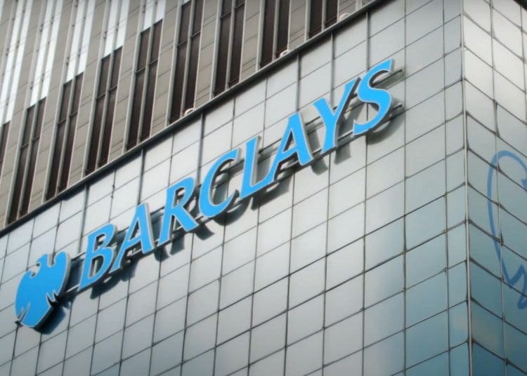 Barclays logo on the side of a building fracking