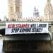 Banner drop Labour Israel arms sales