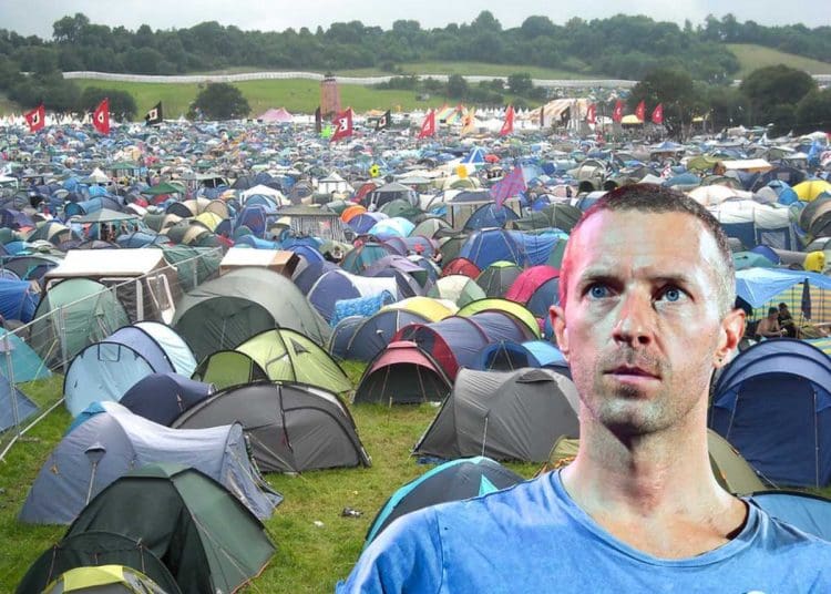 Glastonbury tents Chris Martin Coldplay