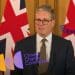 Prime minister Keir Starmer with the Climate Change Committee, and Great British Energy logos.