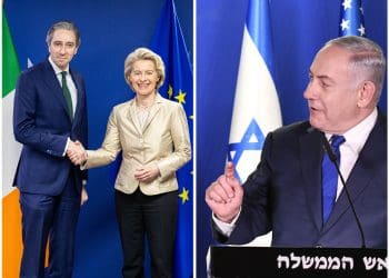 Irish leader Simon Harris meeting with Ursula von der Leyon side by side with Benjamin Netanyahu Israel