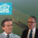 Feargal Sharkey, Keir Starmer, the March for Clean Water logo, and a sewage pipe pumping pollution into the ocean.