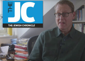 Jonathan Freedland and the Jewish Chonicle logo