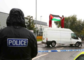 Palestine Action are at Elbit in Bristol AGAIN – using a van to shut the factory down