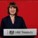 Chancellor Rachel Reeves standing at a HM Treasury podium winter fuel payment