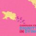Campaign for Dignity in Dying logo with pound signs flowing into it from Jersey - orange against pink, and grainy.