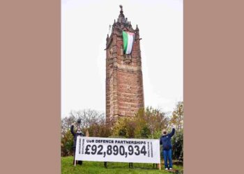 Bristol Palestine protest Cabot tower