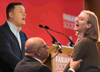 Drax Wes Streeting heckled by protester at Fabian Conference