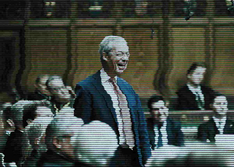 Richard Tice and Nigel Farage laughed at PMQs over the idea Reform would dismantle the NHS
